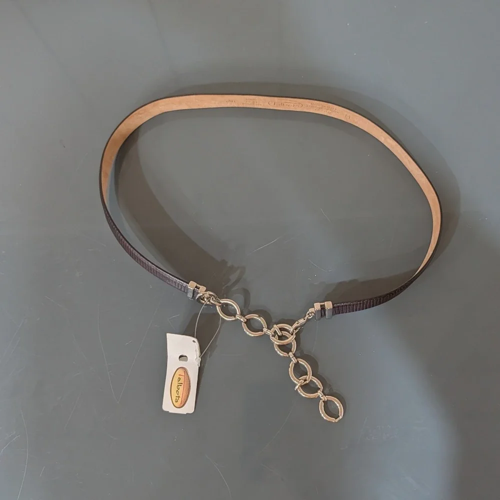 Vintage Talbots Lizard Embossed Leather Belt Italy Silver Chain M Quiet‎ Luxury